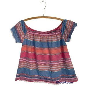 Anthropologie DRA Los Angeles Artisan Raw Hem Striped Blouse